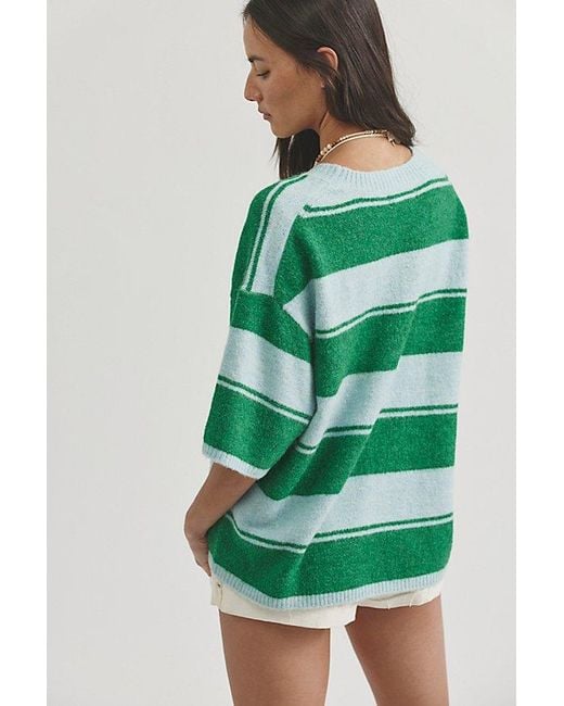 Free People Green Margot Stripe Softspun Sweater Tee