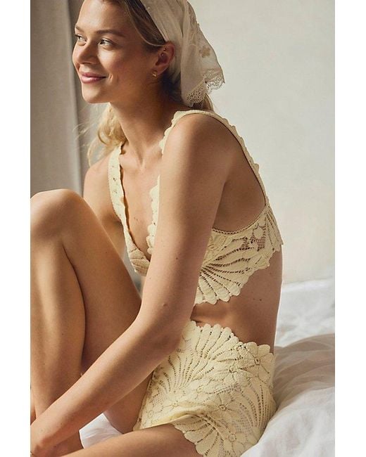 Intimately By Free People Yellow Petal Party Lace Slip Shorts By