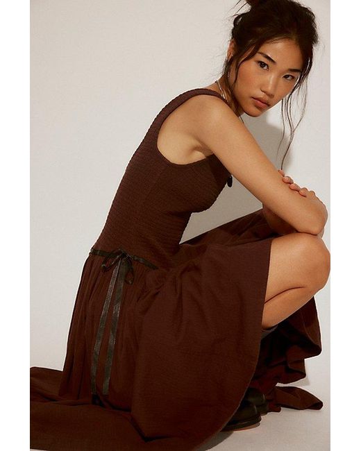 knee length dresses for ladies Addison Blue Gingham Seersucker Midi Dress  Finery London
