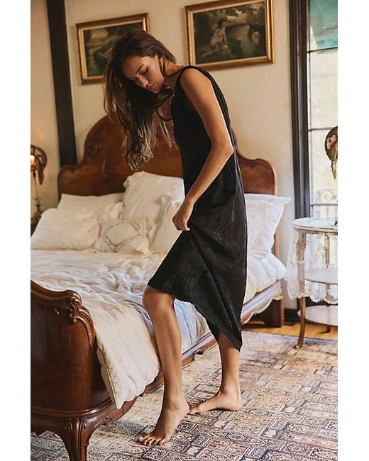 Intimately By Free People Black Me & You Satin Midi Slip Dress By