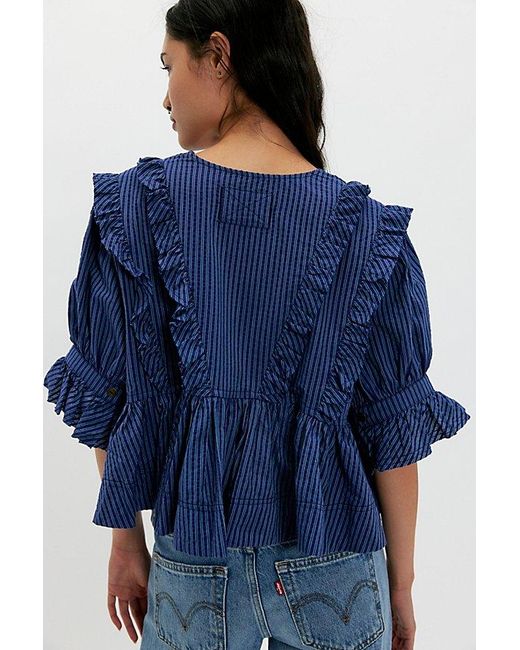 Free People Blue Miley Cotton Top