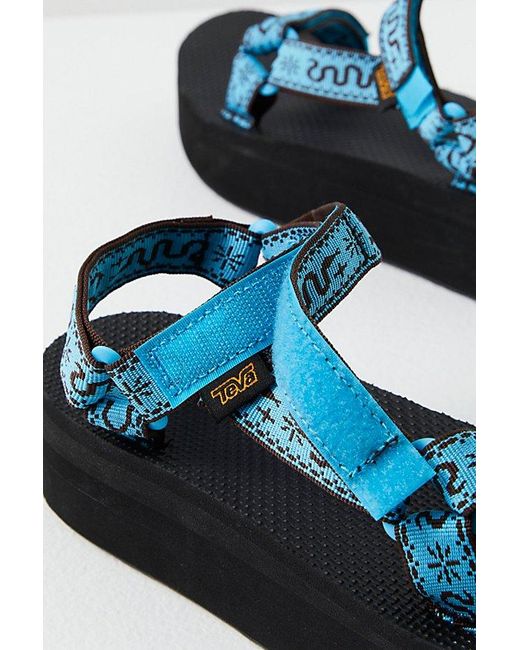 Teva Blue Flatform Universal Sandals At Free People In Bandana Aquarius, Size: Us 7