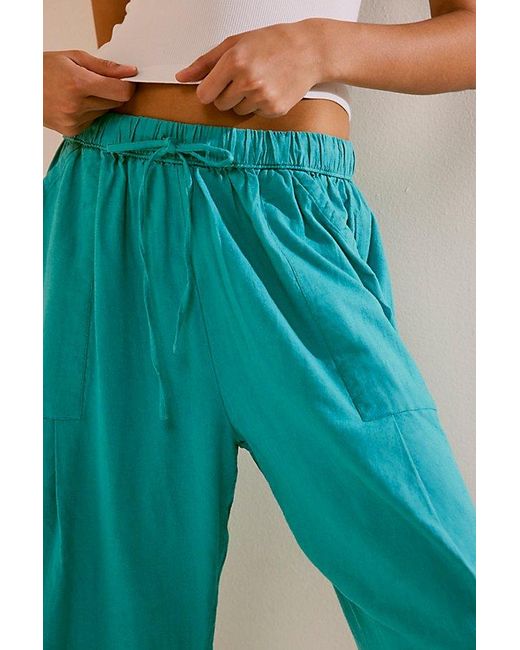 Free People Blue Take Me With You Linen Pants