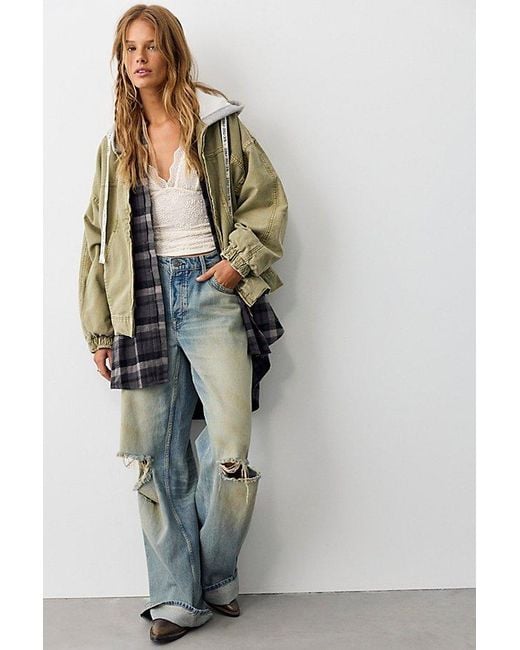 Free People Multicolor Iggy Hooded Denim Jacket