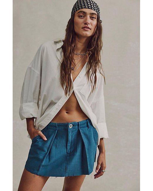 Free People Blue Riverfront Surplus Mini Skirt