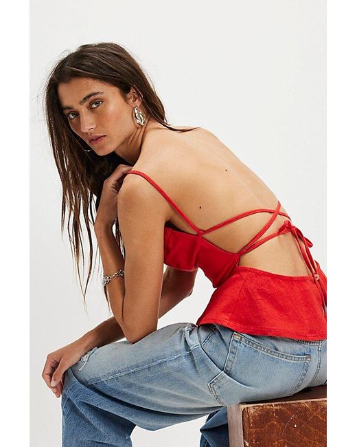 Free People Red Take Your Time Tank Top