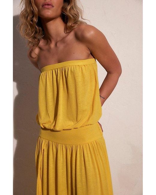 white linen strapless midi dress Strapless Linen A Line Maxi Dress