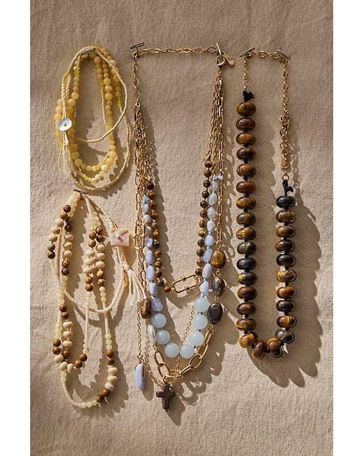 Free People Brown Sabina Semiprecious Beaded Stone Choker Necklace
