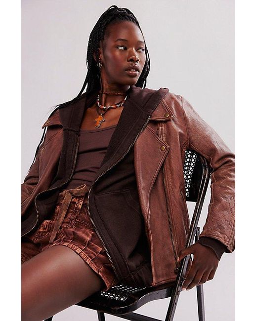 Free People Brown Lucky Zip-up