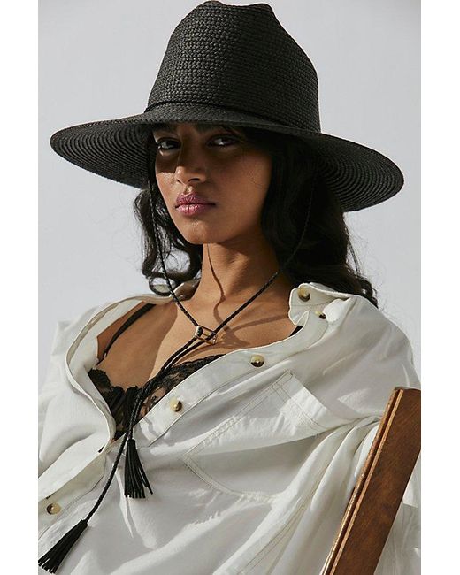Free People Desert Riviera Packable Straw Hat At In Black