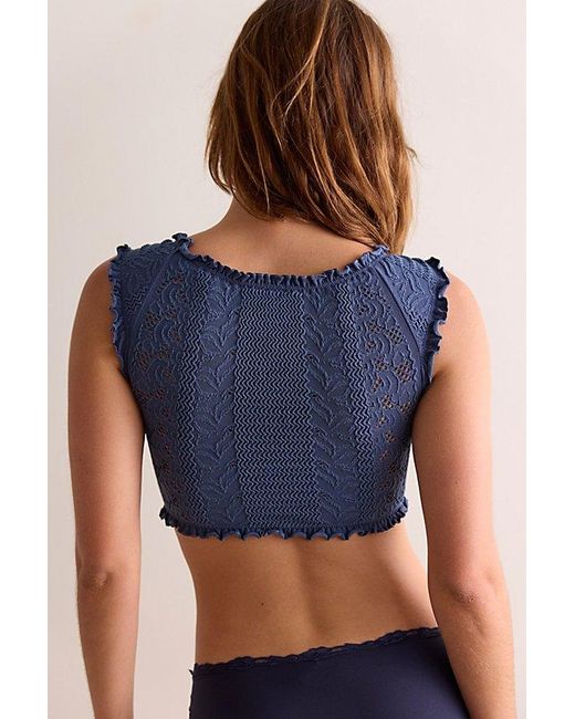 Intimately By Free People Blue So Soft Frill Seamless Micro Crop Top By