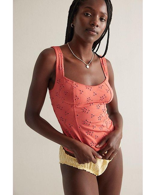 Intimately By Free People Red Full Bloom Cotton Eyelet Cami By