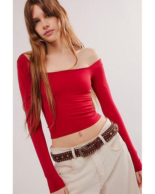 Intimately By Free People Red Clean Lines Long Sleeve