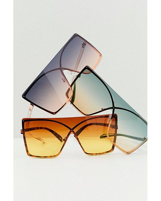 Free People Orange Now You See Me Shield Sunglasses