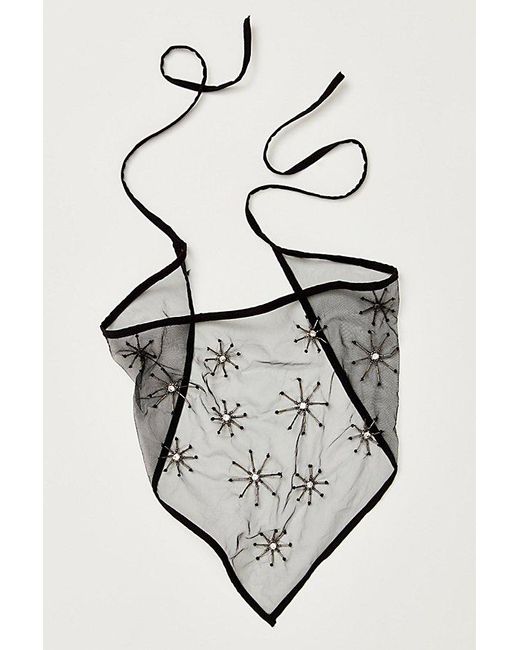 Free People White Carnegie Beaded Hair Scarf