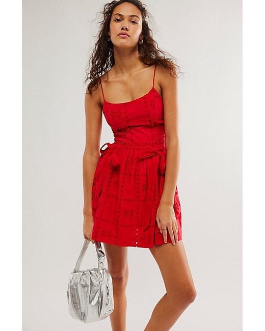 Damson Madder Penelope Mini Dress At Free People In Red Broderie Size Us 2 Lyst