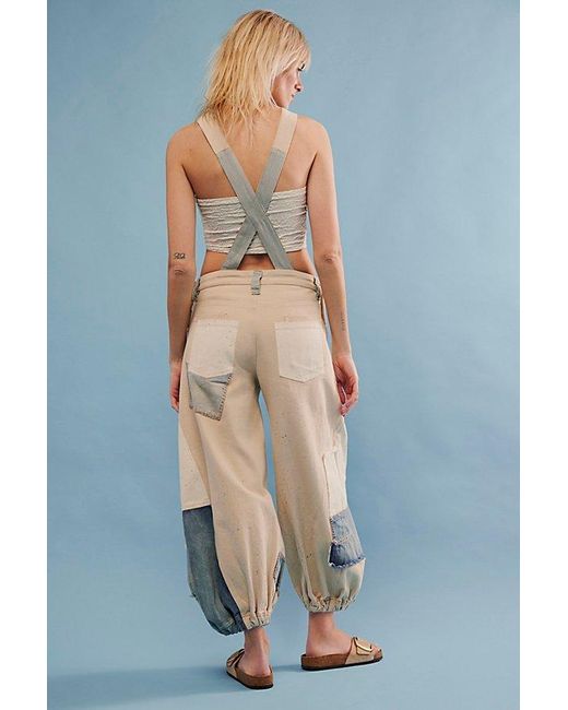 Free People Blue Bittersweet Embroidered Dungarees