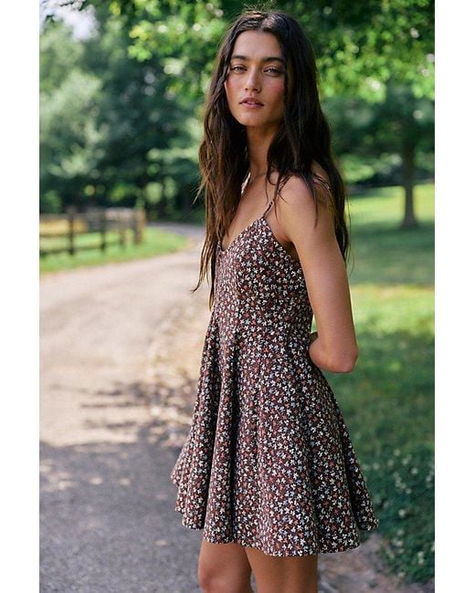 Free People Multicolor Tan Lines Printed Mini Dress