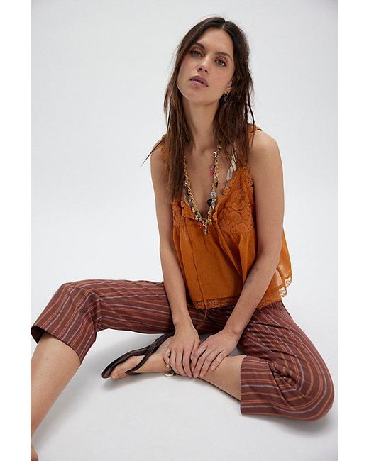 Free People Brown Stevie Lace Tank Top