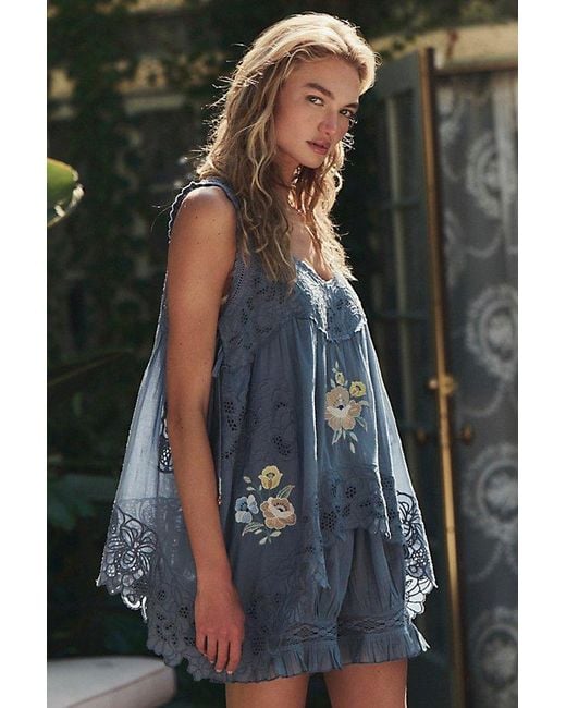 Intimately By Free People Blue Eye Catcher Bloomsie Romper By