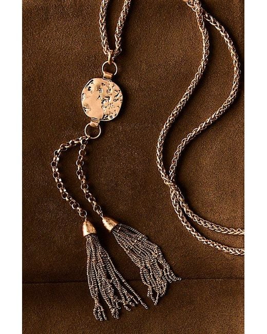 Free People Metallic Saskia Tassel Pendant Necklace