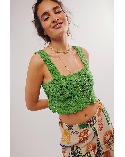 Free People Green Lost In Your Eyes Top