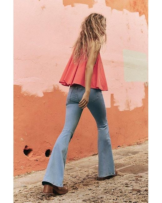 Free People Blue We The Free Penny Pull-On Flare Jeans