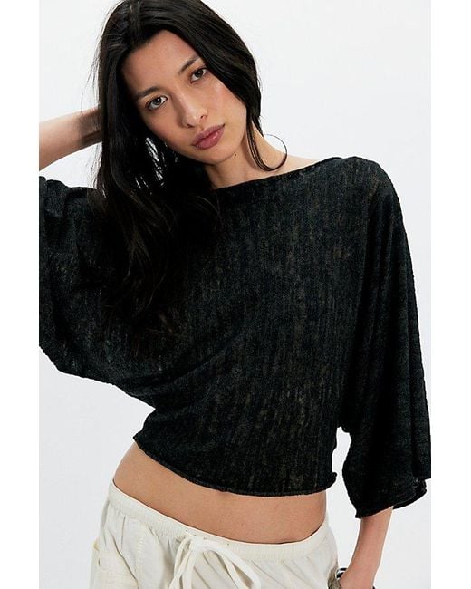 Free People Black Amber Breeze Off-The-Shoulder Sweater