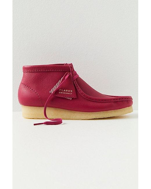 Clarks Red Wallabee Boots At Free People In Berry Leather, Size: Us 8