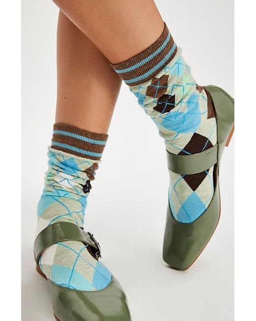Free People Blue Argyle Socks