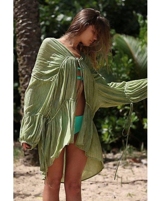 Free People Green Juliet Duster Top