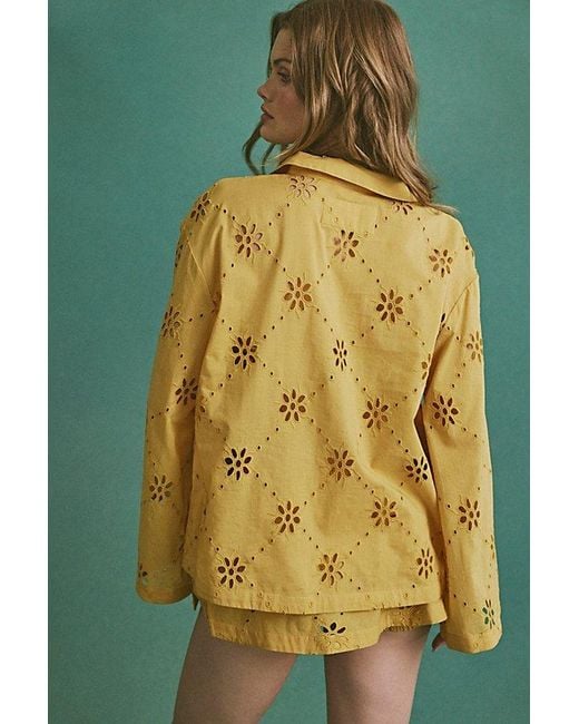 Matthew Williamson x Free People Green Mesquida Broderie Anglais Button Down