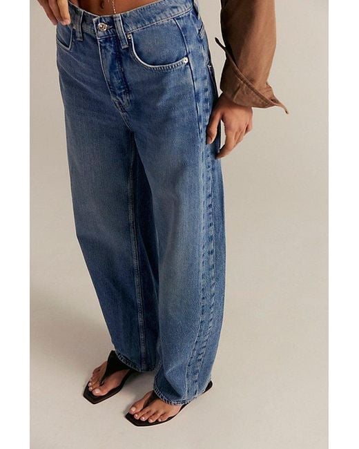 Free People Blue We The Free Truro Baggy Puddle Jeans