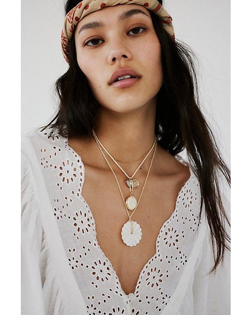 Free People White Layered Cord Charm Necklace