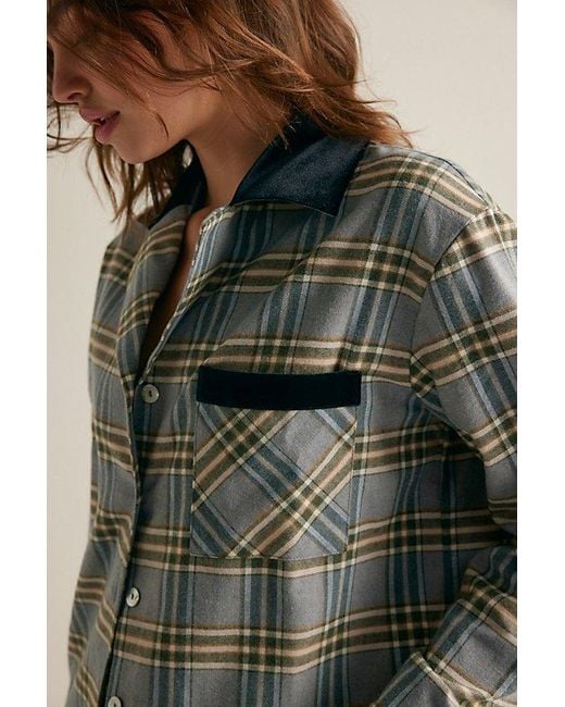 Sleeper Natural Checked Cotton-Flannel Set