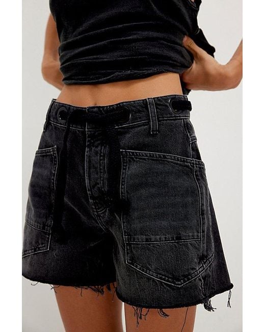 Free People Black Moxie Barrel Shorts