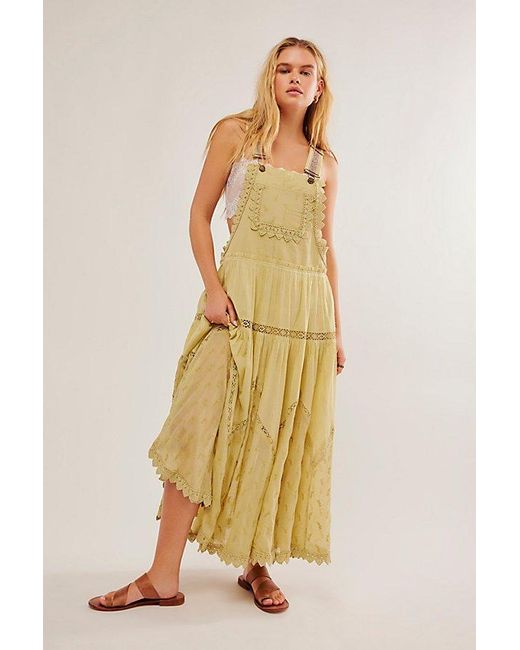 Free People Yellow Trails End Skirtall At In Dried Aloe, Size: Xs