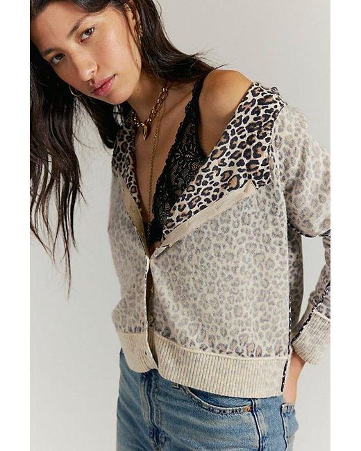 Free People Brown Nocturnal Patterned Cardi