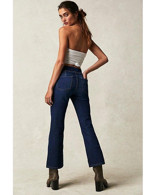Free People In My Feelings Cropped Slim Flare Jeans At Free People In Lilibet Blue, Size: Xs