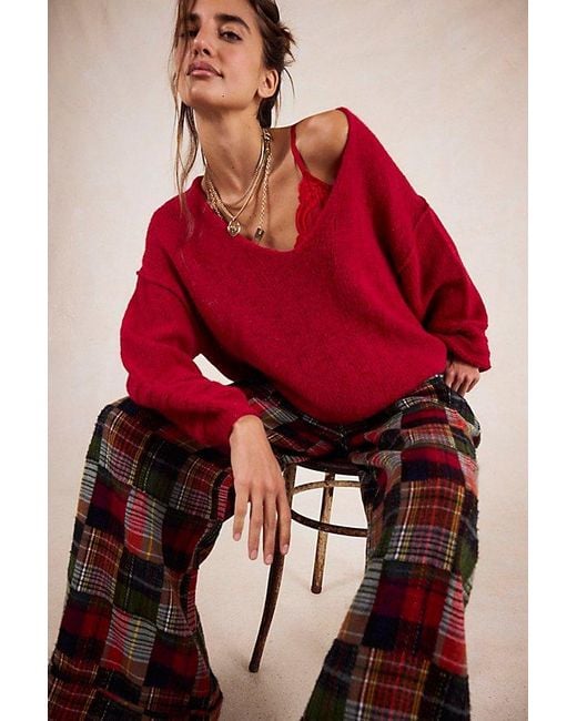 Free People Red Marina Softspun Knit Sweater