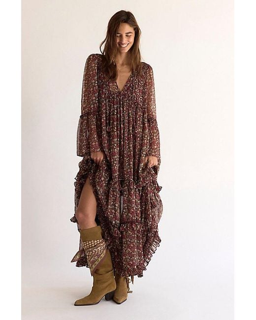 Free People Brown Weeping Willows Maxi Dress