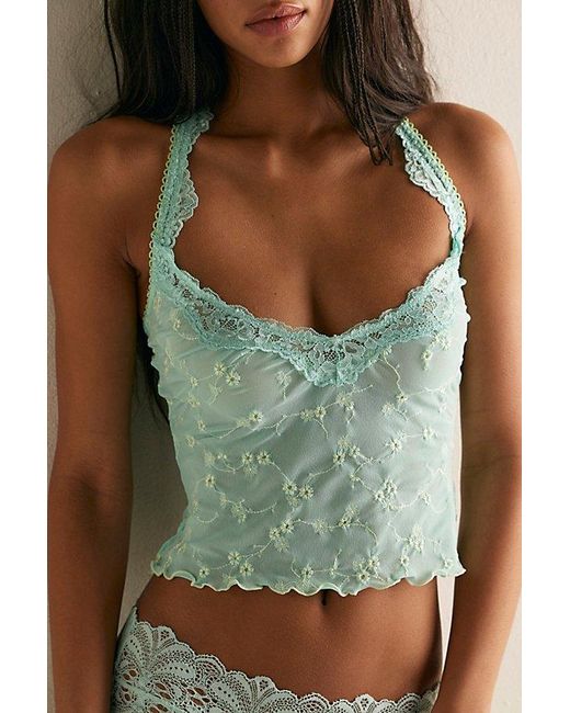 Intimately By Free People Green Sheer Me Out Plunge Cami By