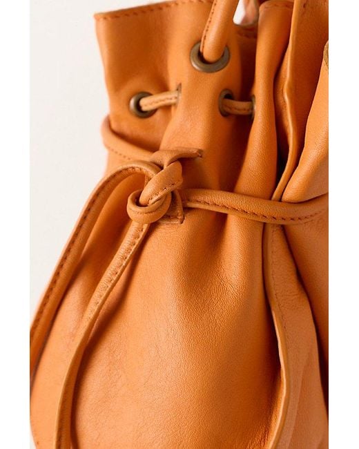 Free People Orange Lucy Leather Pouch