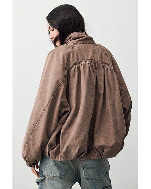 Free People Brown Chelsea Funnel-Neck Jacket