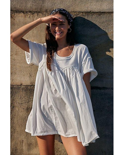 Free People Gray Catalina Mini Dress At In Ivory, Size: Small