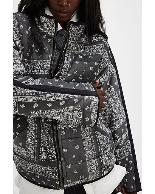 Free People Black Printed Dolman Quilted Knit Jacket