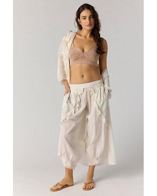 Intimately By Free People Natural Lace Up Seamless Longline Bralette By