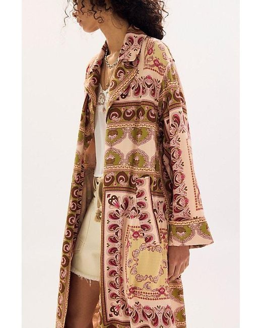 Free People White Coco Printed Duster Jacket
