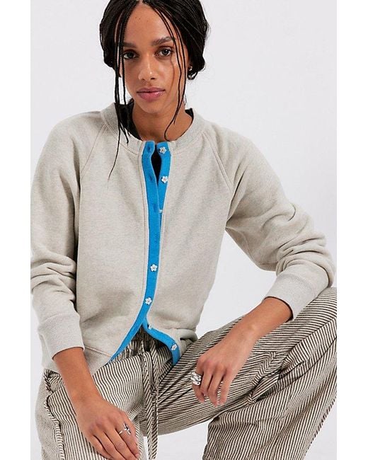 Free People Blue Junior Solid Sweatshirt Cardi