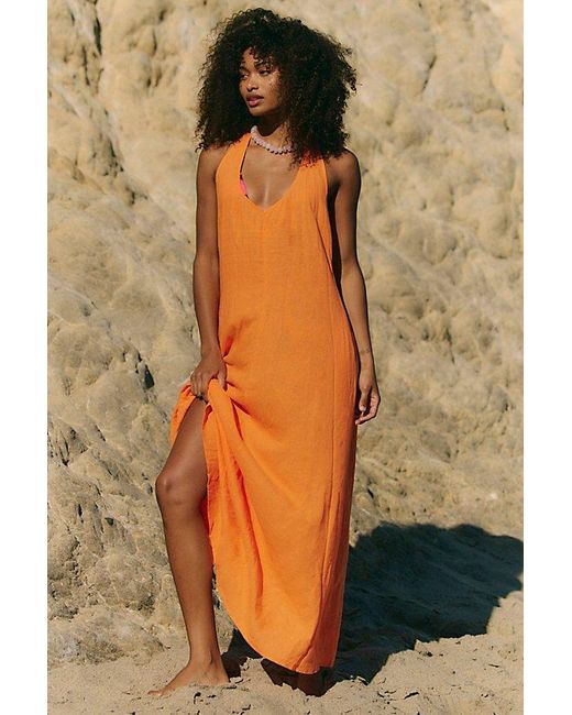 free-est Multicolor Sandshell Linen Easy Does It Maxi Dress By